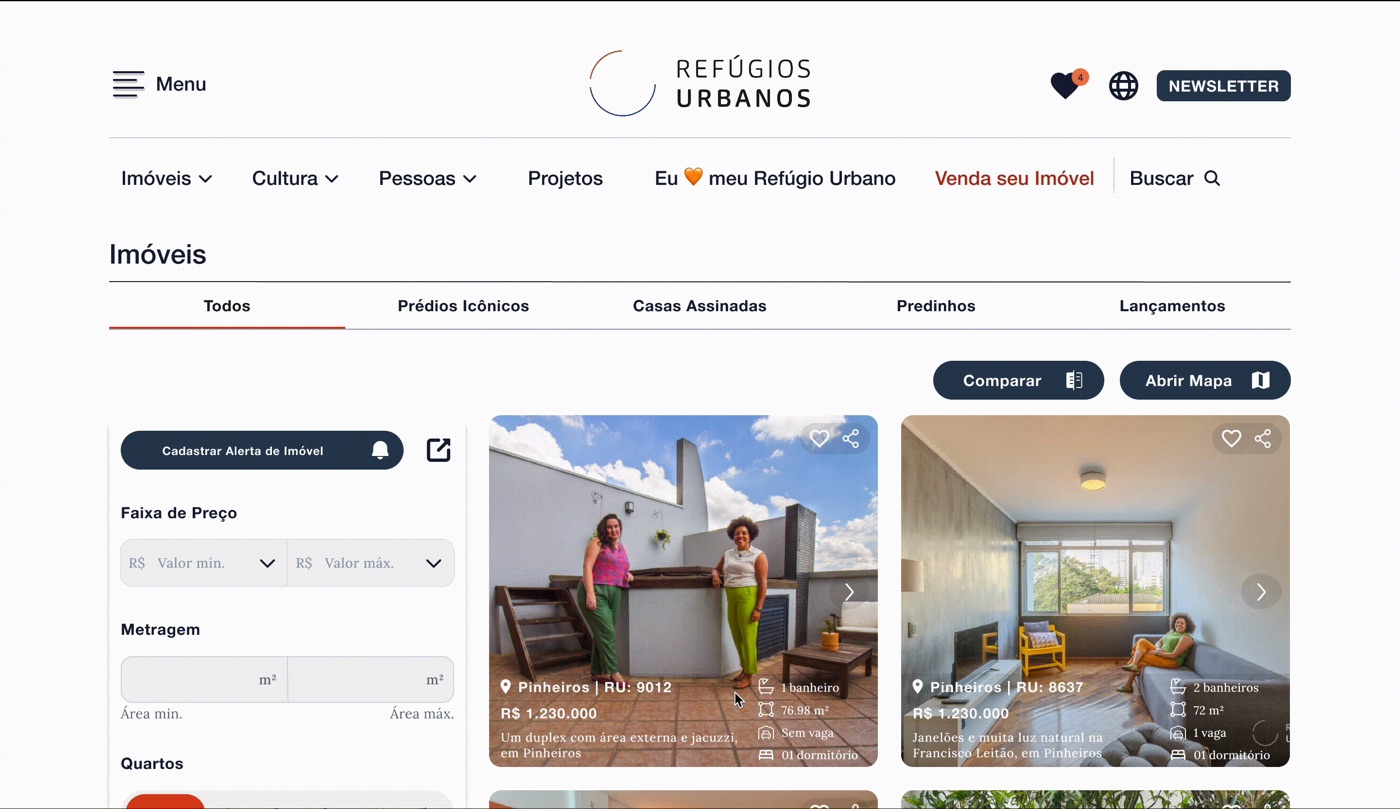Demonstração de interação no site